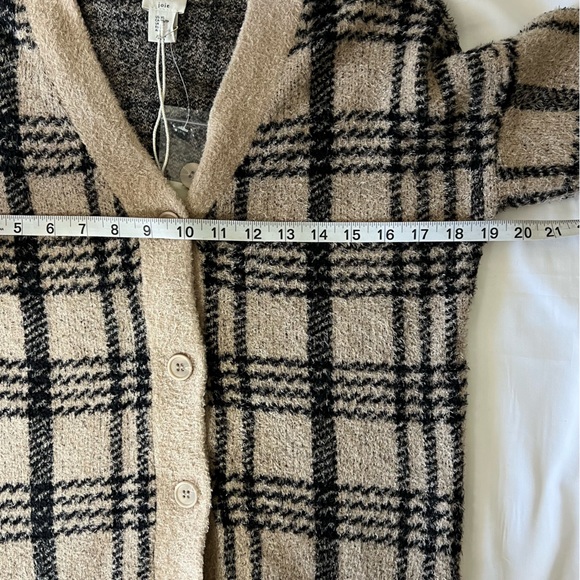 JOIE • Black & Tan Plaid Button Down Cardigan Soft Size XS - Picture 7 of 8